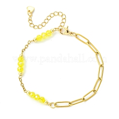 Galvanisierte GlasUnterlegscheibe-Perlen-Gliederarmbänder&nbsp;BJEW-JB13677