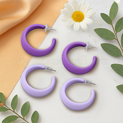 6 par de pendientes acrílicos en forma de C de 2 colores&nbsp;EJEW-GO0002-24