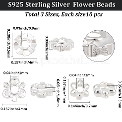 30 Stück 3 Stile S925 Sterling Silber Perlen&nbsp;STER-BBC0008-49