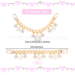2 pz lega smaltata fiore bianco pendente catena in alluminio borsa catene decorative&nbsp;HJEW-BBC0001-36