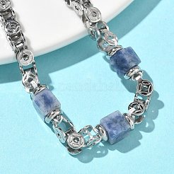 Braccialetti a catena con maglie in diaspro blu naturale per donna&nbsp;BJEW-Z148-06P-05