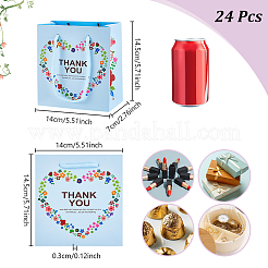 Herzblume Dankeschön bedruckte Papieraufbewahrungsgeschenk-Tragetaschen für Hochzeitsfeier-Geschenkverpackungstaschen&nbsp;ABAG-WH0038-77B
