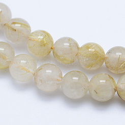 Natürlichen Gold Rutilquarz Perlen Stränge&nbsp;G-P336-20-6mm