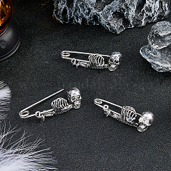 6 spilla in lega di zinco a forma di scheletro di Halloween&nbsp;JEWB-FH0002-37AS