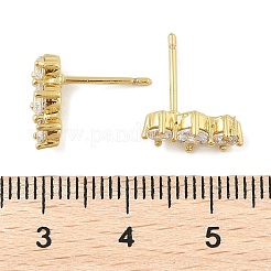 Messing Micro Pave klare Zirkonia Ohrstecker&nbsp;LS-EJEW-R016-26G-14