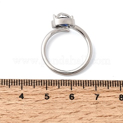 Bagues ouvertes en laiton avec micro pavé de zircones cubiques pour femmes&nbsp;RJEW-L343-01P-05