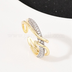 Bagues de manchette réglables en laiton avec micro pavé de zircones cubiques pour femmes&nbsp;RJEW-C140-13G