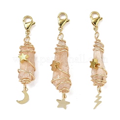 Colgantes de cristal de cuarzo natural galvanizados con pepitas envueltas en alambre&nbsp;HJEW-JM03127-09
