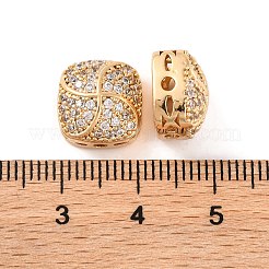 Perle di zirconi cubici trasparenti in micro pavè di ottone&nbsp;KK-S389-25G