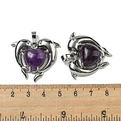 Pendenti a cuore di ametista naturale&nbsp;G-M434-02P-24