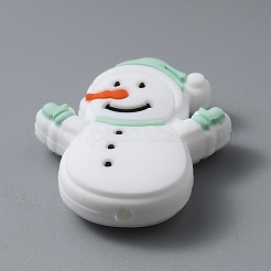 Pupazzo di neve a tema natalizio perline in silicone ecologico per uso alimentare&nbsp;SIL-WH0013-39E