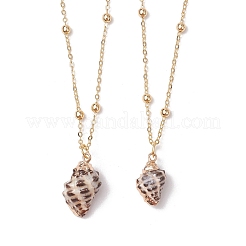 4 pz 4 stili collane con ciondolo in conchiglia naturale placcata&nbsp;NJEW-JN05180-02