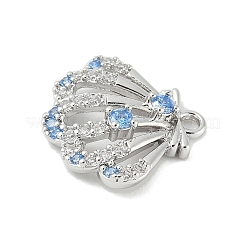 Ciondolo connettore animale marino in ottone con pavé di zirconi cubici blu cielo e trasparenti&nbsp;X-KK-M326-07A-P