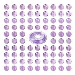 100pcs 8mm natürliche Amethyst runde Perlen&nbsp;DIY-LS0002-13
