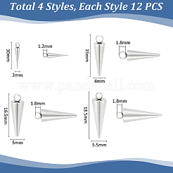 48 pièce 4 styles 201 pendentifs en acier inoxydable&nbsp;STAS-UN0063-32