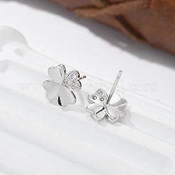 Messing-Ohrstecker mit Kleeblatt-Motiv&nbsp;EJEW-R016-20P