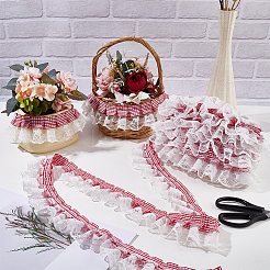 Polyester-Rüschenbesatz mit Tartanmuster&nbsp;DIY-WH0783-045