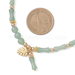 Colliers de perles en bambou avec joint en aventurine verte naturelle et hématite synthétique non magnétique&nbsp;NJEW-JN05725-02