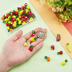 50 Stück Glasanhänger mit Obstmotiven in 10 Stilen&nbsp;GGLA-PH0001-70