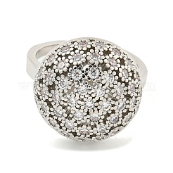 Anillos de puño de circonita cúbica transparente con micropavé de latón chapado en platino real&nbsp;RJEW-L113-017P-02