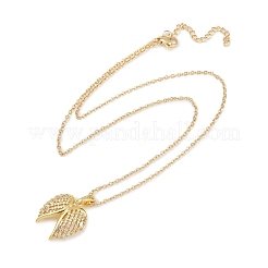 Colliers avec pendentif ailes d'ange en laiton micro pavé et zircone cubique transparente&nbsp;LS-NJEW-Z088-02G