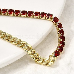Bracciali a catena a maglie quadrate in ottone con micro pavé di zirconi cubici&nbsp;BJEW-L460-005G-05