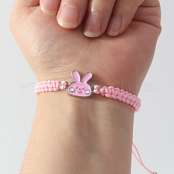Braccialetti pasquali regolabili in lega smaltata con cordino intrecciato in poliestere&nbsp;WGB2890-02