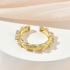 Messing Micro Pave Zirkonia Manschette offene Ringe&nbsp;RJEW-C163-12G