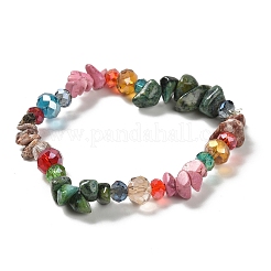 3 bracciale elastico in stile bohémien con perline di vetro e turchese naturale per donna&nbsp;BJEW-S178-03