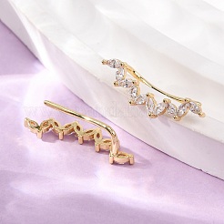 Boucles d'oreilles à clous en laiton pavé de zirconiums cubiques&nbsp;KK-CBAA351-19G-01