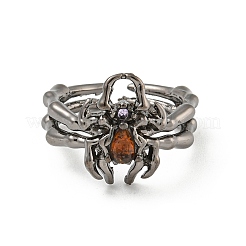 Anello solitario in lega di zinco con strass&nbsp;RJEW-Z048-07B-02