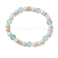 Braccialetti elastici in stile bohémien con fossili naturali&nbsp;BJEW-JB11863