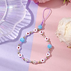 Handy-Lanyard-Armband aus Glas- und Acrylperlen&nbsp;HJEW-JM01977