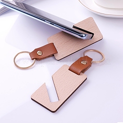 Porte-clés pendentif en bois et simili cuir&nbsp;PW23041897512