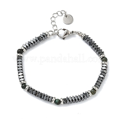 Armbänder aus natürlichem afrikanischen Türkis (Jaspis) und nicht magnetischen synthetischen Hämatitperlen für Damen&nbsp;BJEW-Z148-03P-05