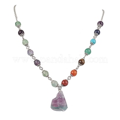 Collares colgantes con pepitas de piedras preciosas de 7 chakra&nbsp;NJEW-JN05096