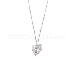 Colliers pendentifs en acier inoxydable 304 sertis de zirconiums cubiques transparents&nbsp;STAS-OY018-21P