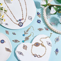 20 pz connettore di fascino dell'occhio della lega assortiti connettore malocchio forma mista pendente di fascino dell'occhio per gioielli collana braccialetto orecchino fare artigianato&nbsp;JX219A