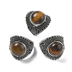 Bagues ajustables en oeil de tigre naturel&nbsp;RJEW-I108-03AS-14