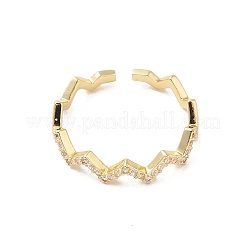 Offene Manschettenringe aus Messing mit Mikropavé und Zirkonia&nbsp;RJEW-R146-02G