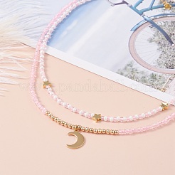 Set di collane con ciondolo stella e luna per ragazze adolescenti&nbsp;NJEW-JN03738-05