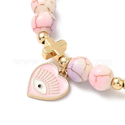 Braccialetti con ciondolo in lega smaltata a forma di cuore con occhio&nbsp;BJEW-JB12287-01