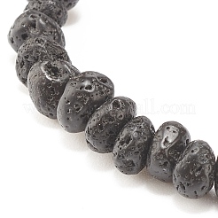 Bracciale elasticizzato in pietra lavica naturale con perline&nbsp;BJEW-JB08288