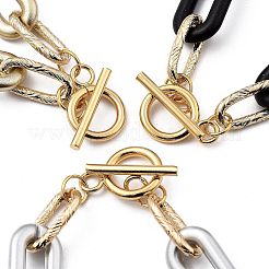 Sprühlackierte ccb Kunststoff & Aluminium Büroklammer Kette Armbänder Sets&nbsp;BJEW-JB05432