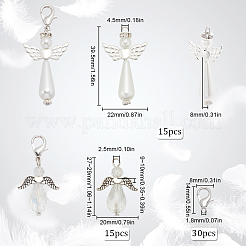 60 pz 3 stili vetro galvanizzato con perla imitazione acrilica con pendenti in lega&nbsp;FIND-SC0010-07