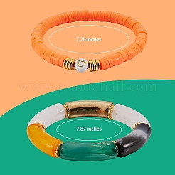 10 Stück 10 Stil handgefertigte Heishi-Perlen-Stretcharmbänder aus Fimo mit Herz&nbsp;BJEW-SW00036-01