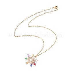 Collier à pendentif étoile tressé en perles de verre&nbsp;NJEW-MZ00021