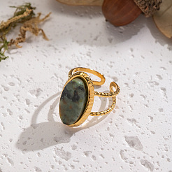 Bracciale aperto da donna in acciaio inossidabile 304 con pietre preziose naturali.&nbsp;LS-FS3382
