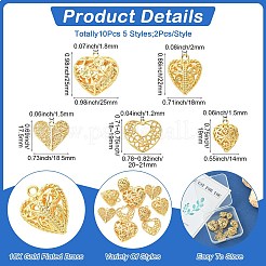 10pcs 5 styles pendentifs en laiton&nbsp;KK-TA0002-44