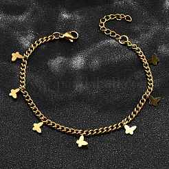 Bracelets papillon en acier inoxydable 304&nbsp;BJEW-R021-06G